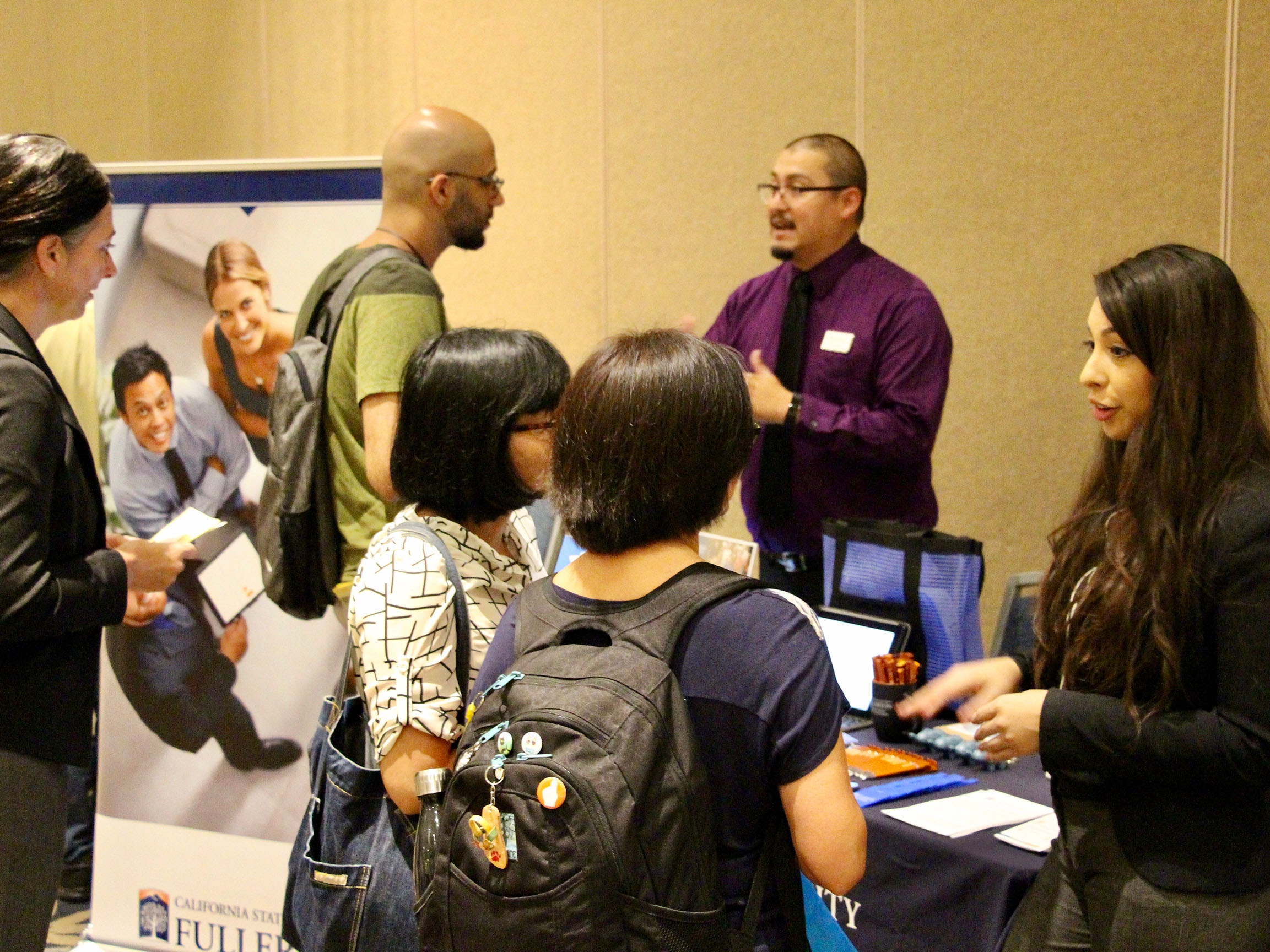 Students attending a career fair on-campus