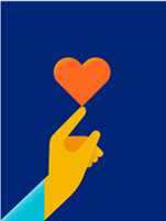 Clipart of a hand pointing to a red heart.