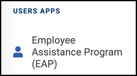 User interface labeled 'Employee Assistance Program (EAP)' with a blue silhouette icon.