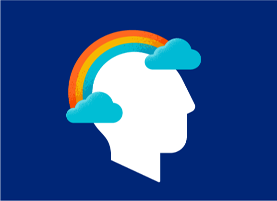 a rainbow covering the shape of a head