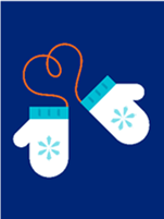 Clip art of white mittens with a blue snowflake 