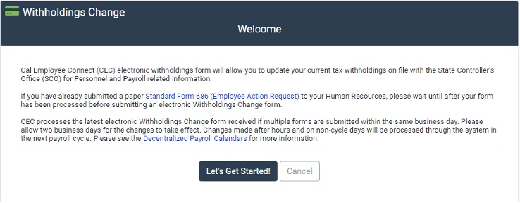 Withholdings Change Welcome