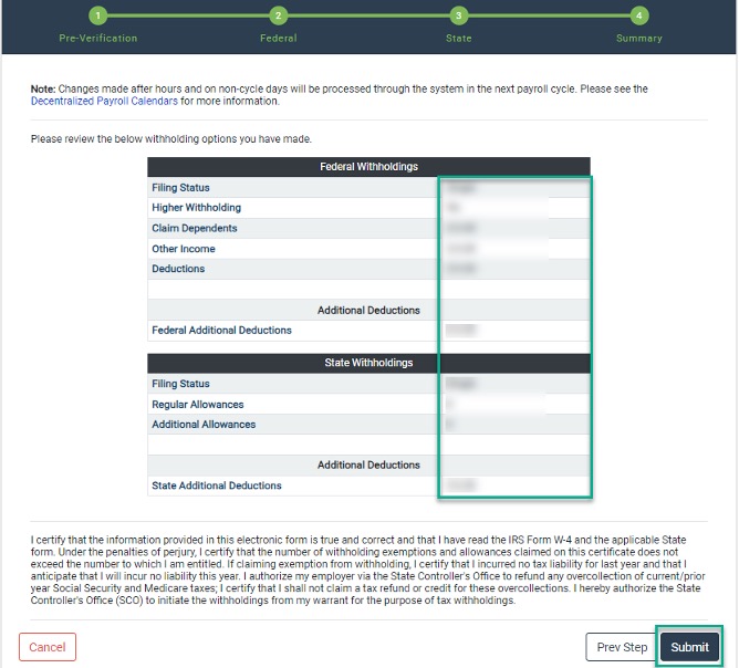 CEC Withholdings Change Submission